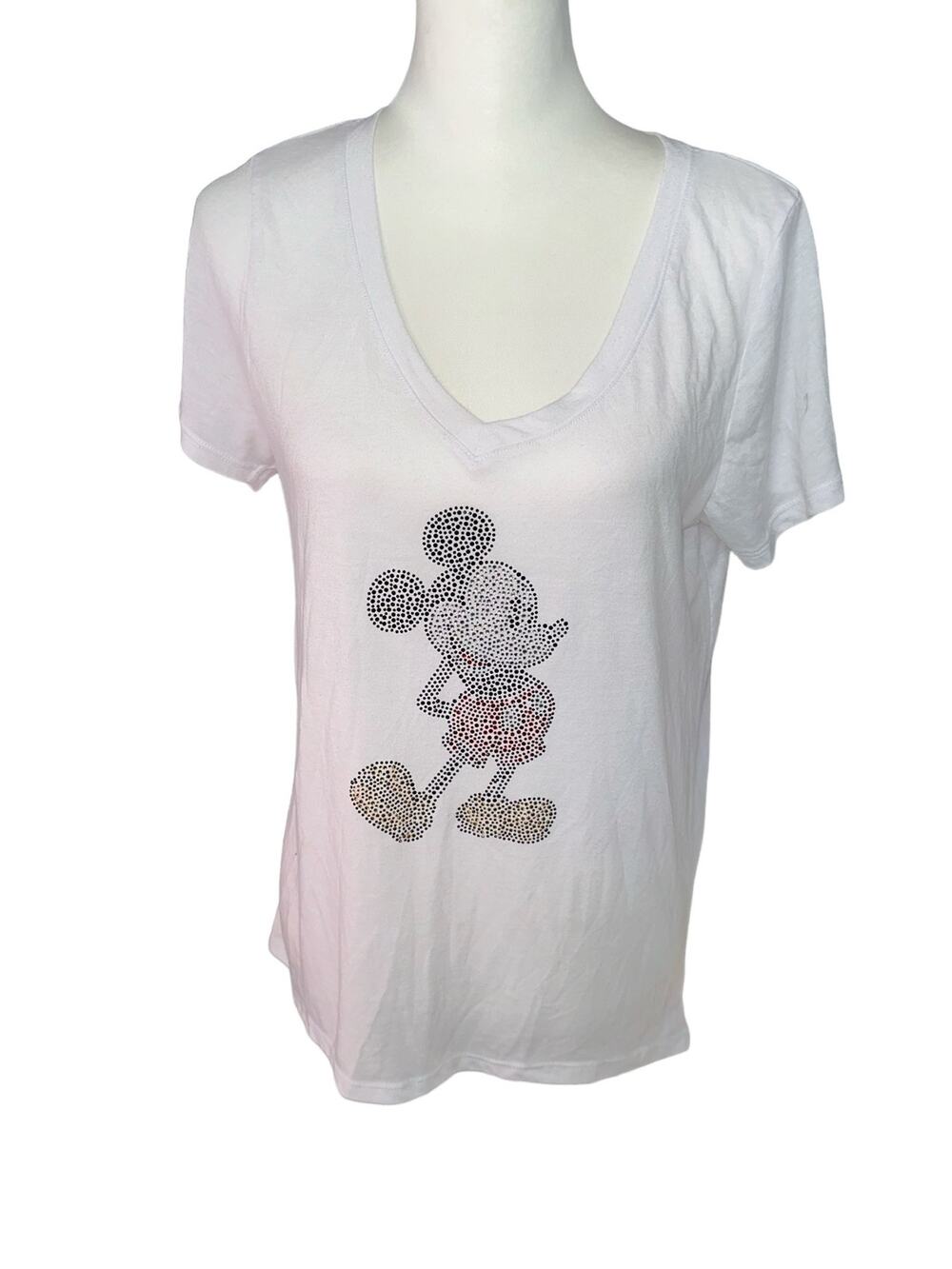 Disney Mickey Mouse Rhinestone Short Sleeve top Medium White